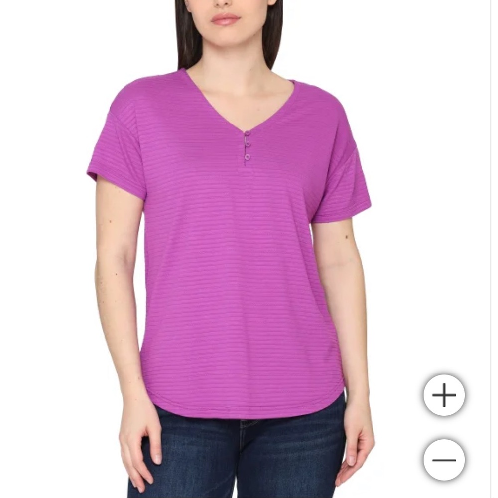 ☀️NWT Talbots 3 Button V Neck Top Purple Size Large
